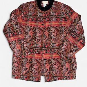 Coldwater Creek Tapestry Paisley Jacket Velvet Collar- Size Small